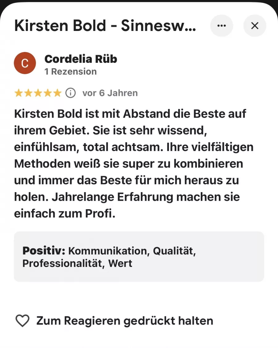 Rückmeldung einer Klientin oder eines Klienten
