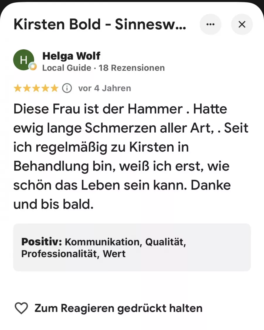 Rückmeldung einer Klientin oder eines Klienten