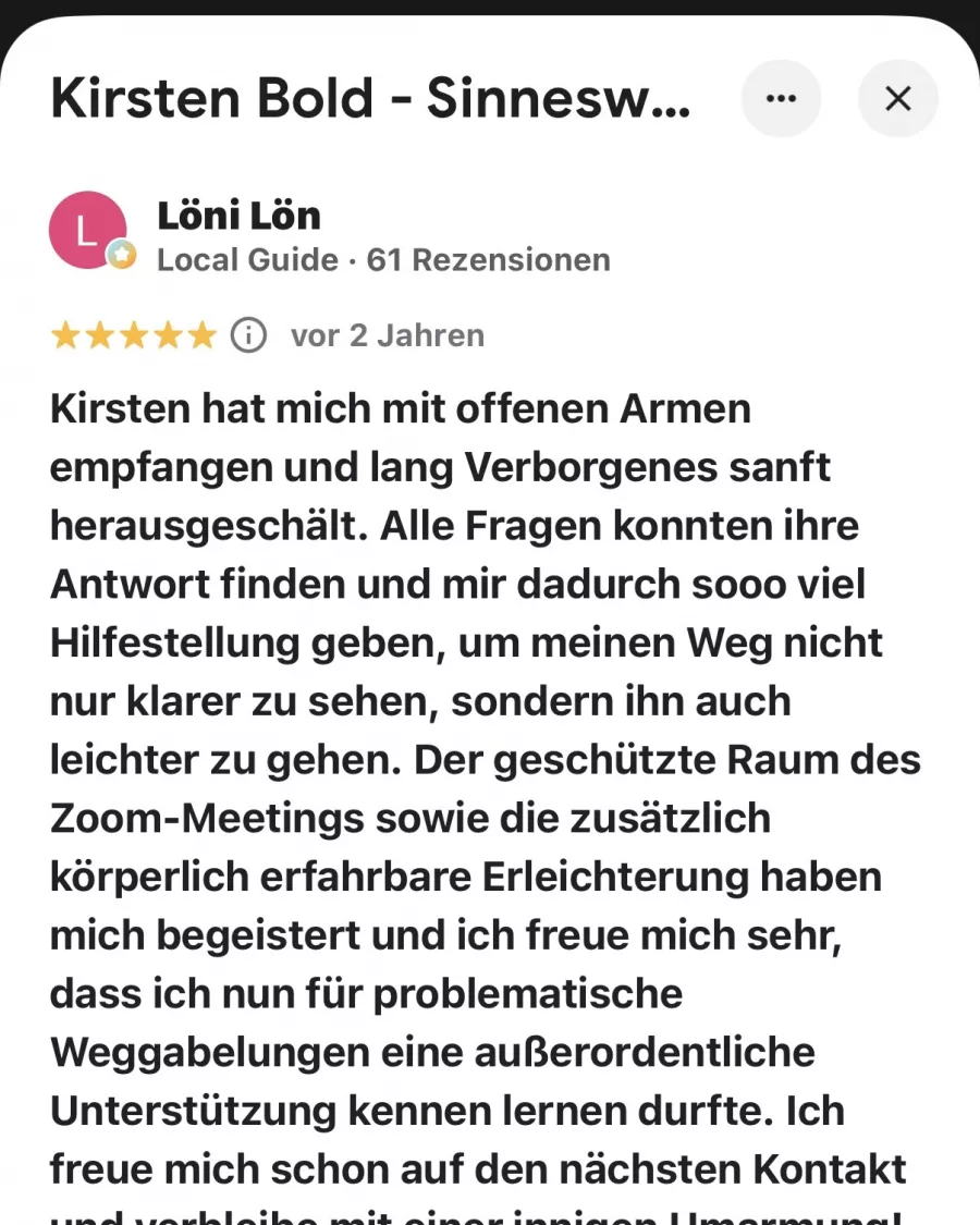 Rückmeldung einer Klientin oder eines Klienten